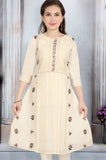 Ivory Cream Blossom Embroidered Salwar Suit | Kids Ethnic Outfit for Girls