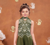 Mehendi Green Embroidered Crop Top with Flared Palazzo Set | Ethnic Outfit for Girls