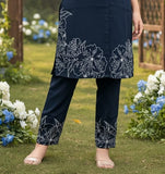 Midnight Blue Bloom Embroidered Kurta Set | Kids Ethnic Outfit for Girls