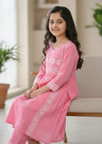 Blush Peach Bloom Printed Salwar Suit | Kids Ethnic Outfit for Girls