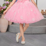 Blush Pink Floral Party Short Frock | Party Wear Kids Dress for Girls