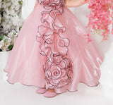 Blush Pink Swirl Designer Party Long Gown