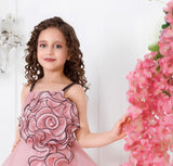 Blush Pink Swirl Designer Party Long Gown