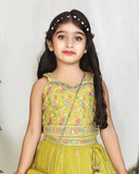 Yellow Gold Multicolour Threadwork Lehenga Set