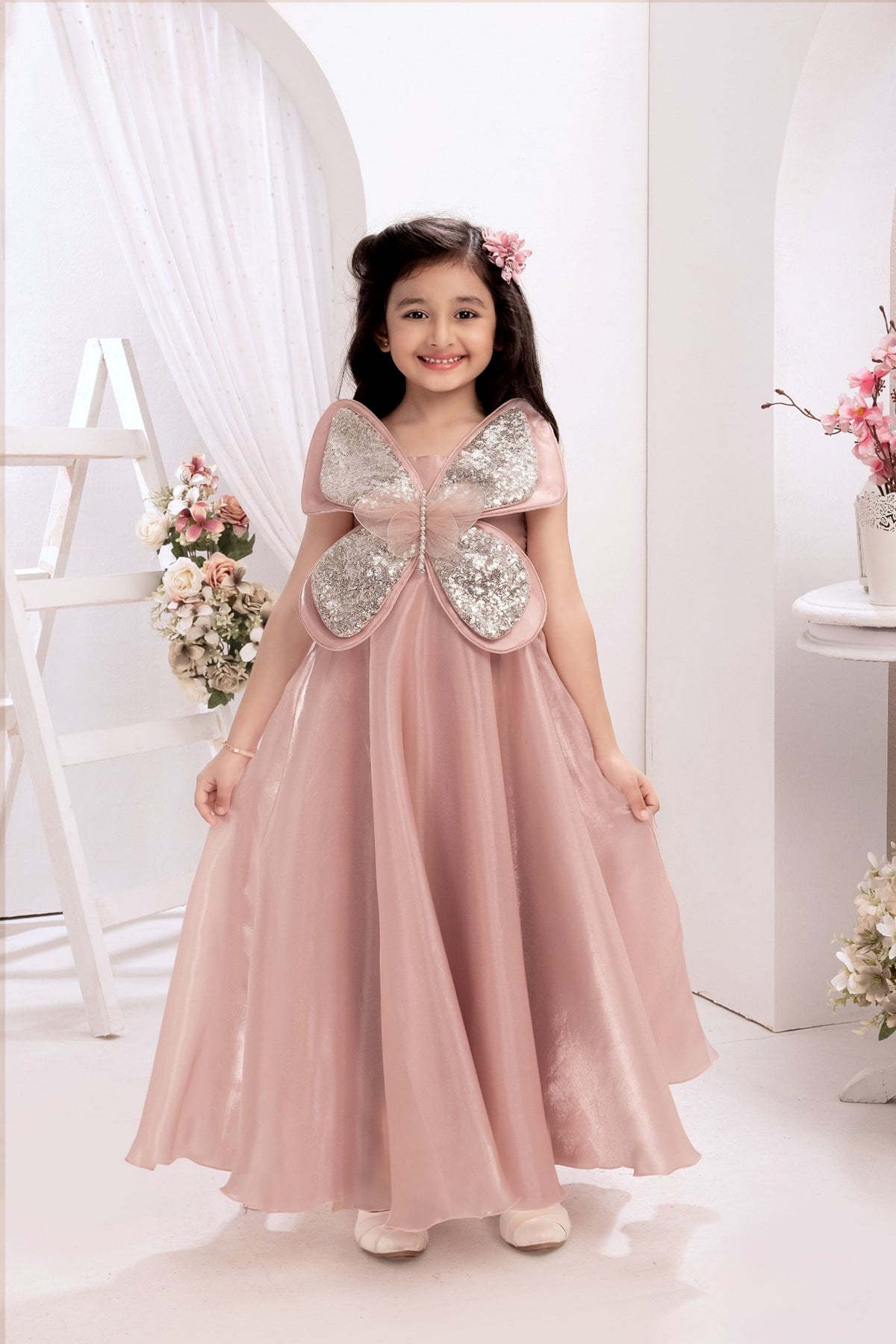 Onion Pink -Butterfly Gleam Long Gown