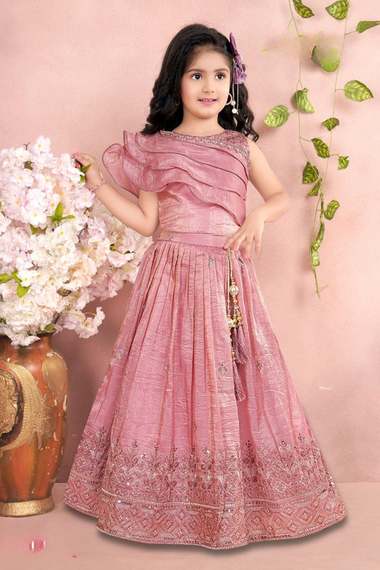 Rosewood Pink -Falaknuma Frill Lehenga Set