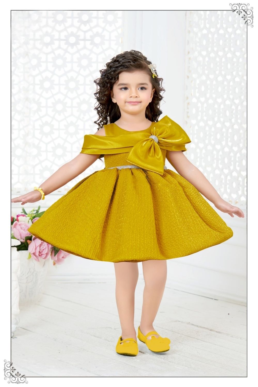 Golden - Grace Textured Bow Short Frock