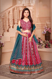 Pink & Teal-Royal Radiance Mirror Work Lehenga Set