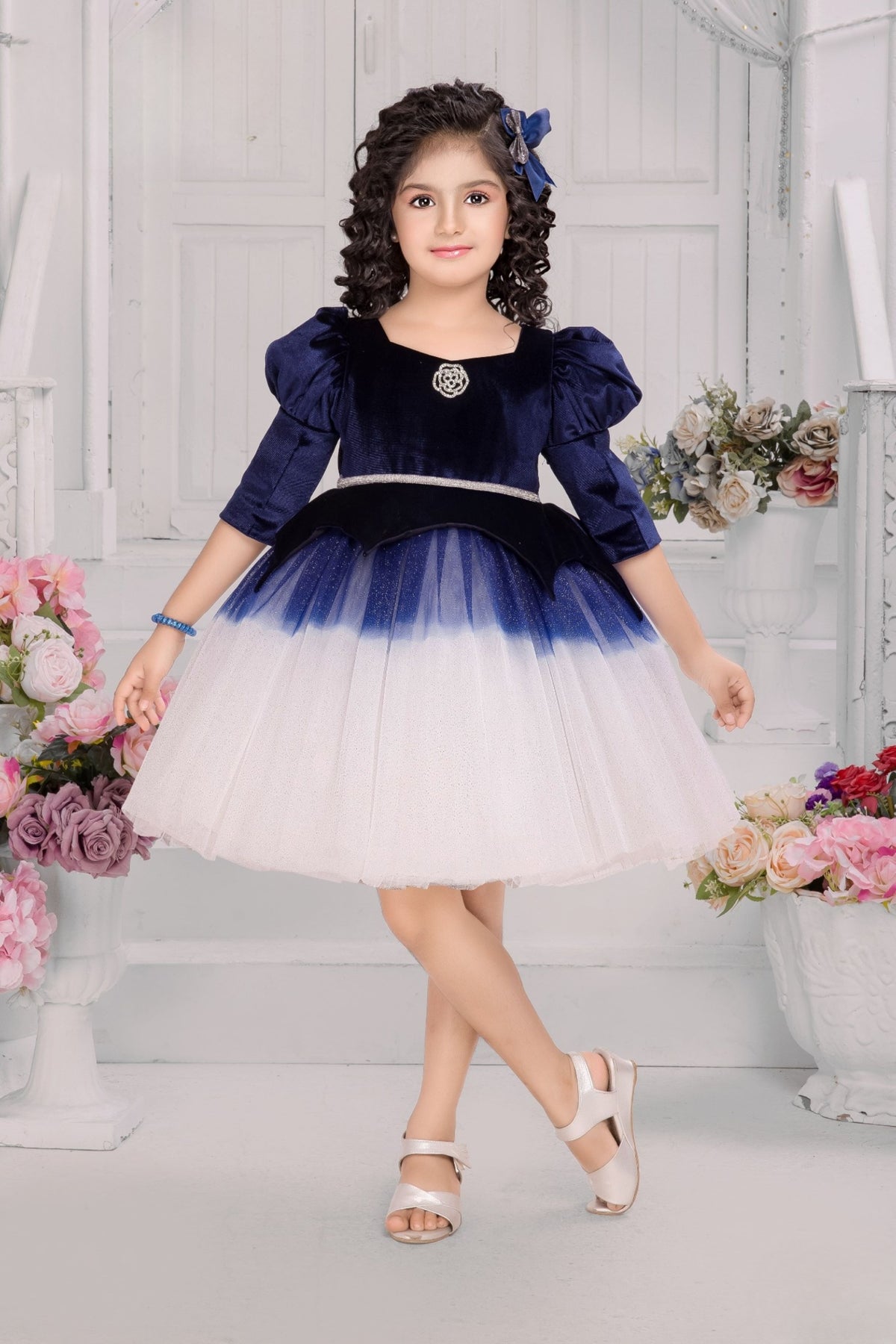 Midnight Blue -Luxe Velvet Ombre Short Frock