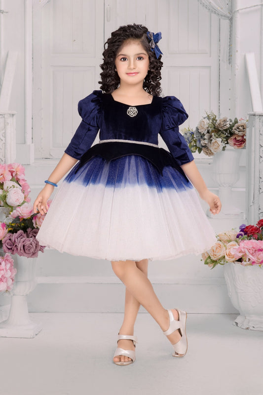 Midnight Blue -Luxe Velvet Ombre Short Frock