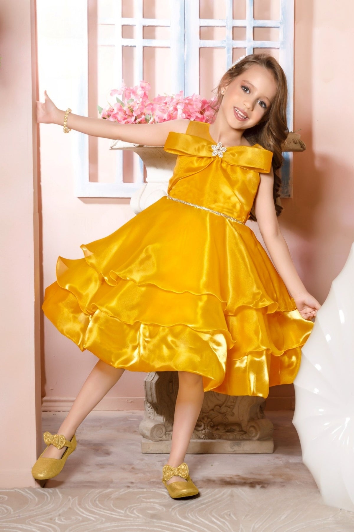 Royal Gold -Ruffle Twirl Short Frock