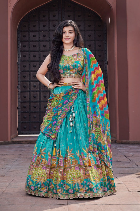 Peacock Teal - Noor Mahal Lehenga Set