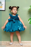Teal Blue -Petal Bloom Baby Short Frock