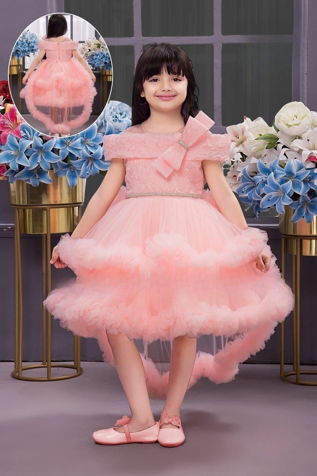 Peach-Rosabelle Princess Short Frock