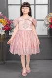 Rose Pink-Arya Royal Cape Short Frock