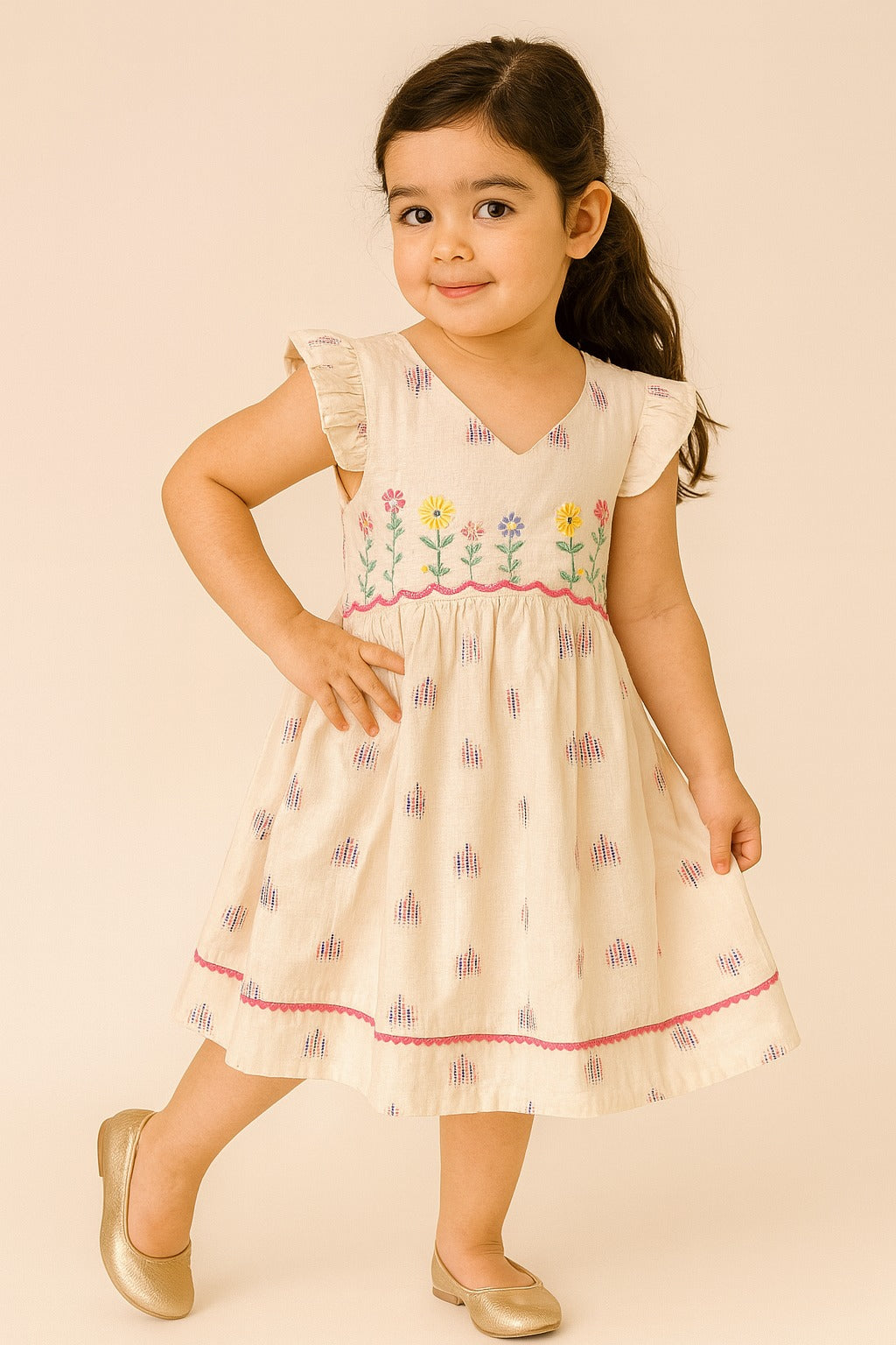 Off.White-Petal Whispers Flutter Short frock