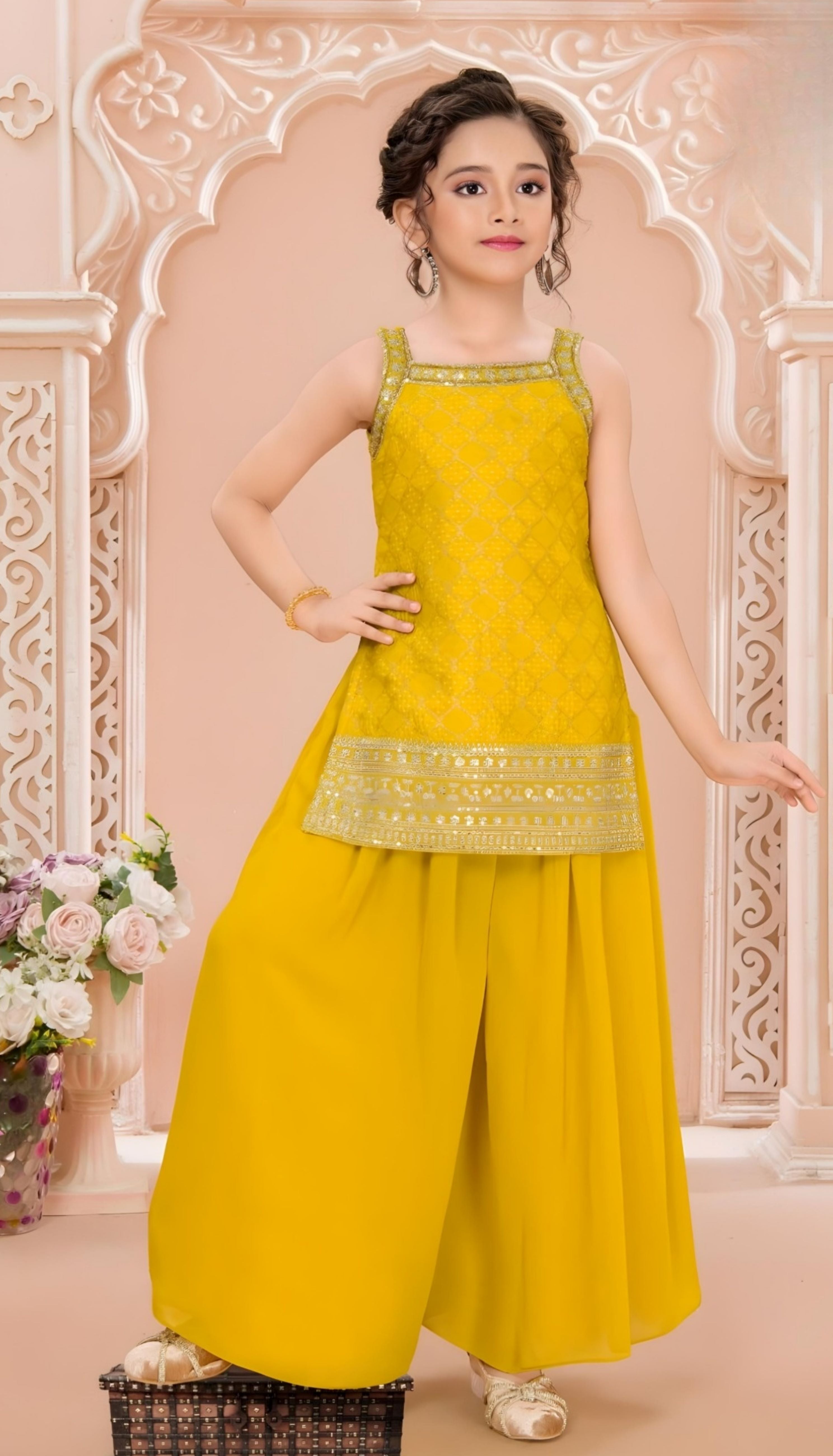 Mustard Yellow Kurta with Palazzo Set
