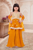 Mustard Yellow Mirror Work Kurti with Palazzo & Dupatta
