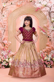 Wine & Gold Brocade Silk Lehenga Set