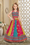 Multicolor Bandhani Print Lehenga Choli with Mirror Work Blouse