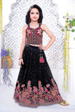 Black Sequin Floral Embroidered Lehenga Set