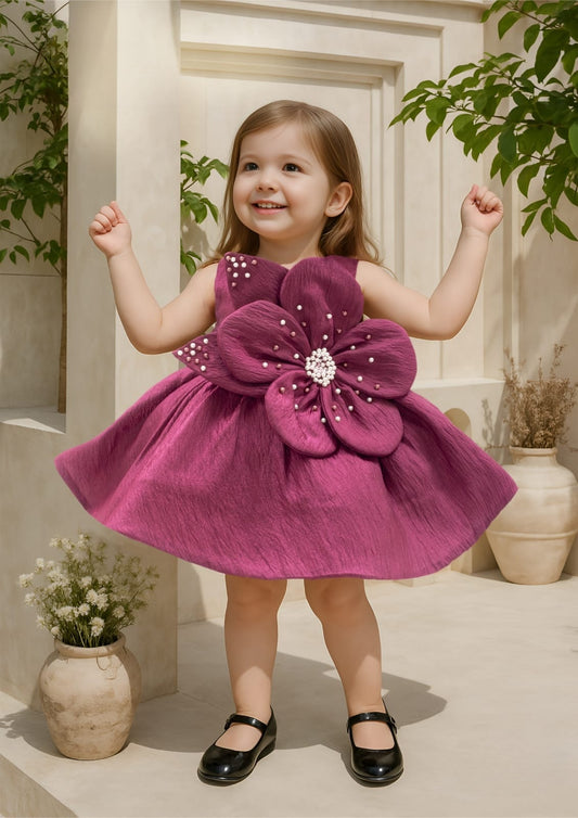 Mulberry Purple Giant Floral Pearl Party Dress