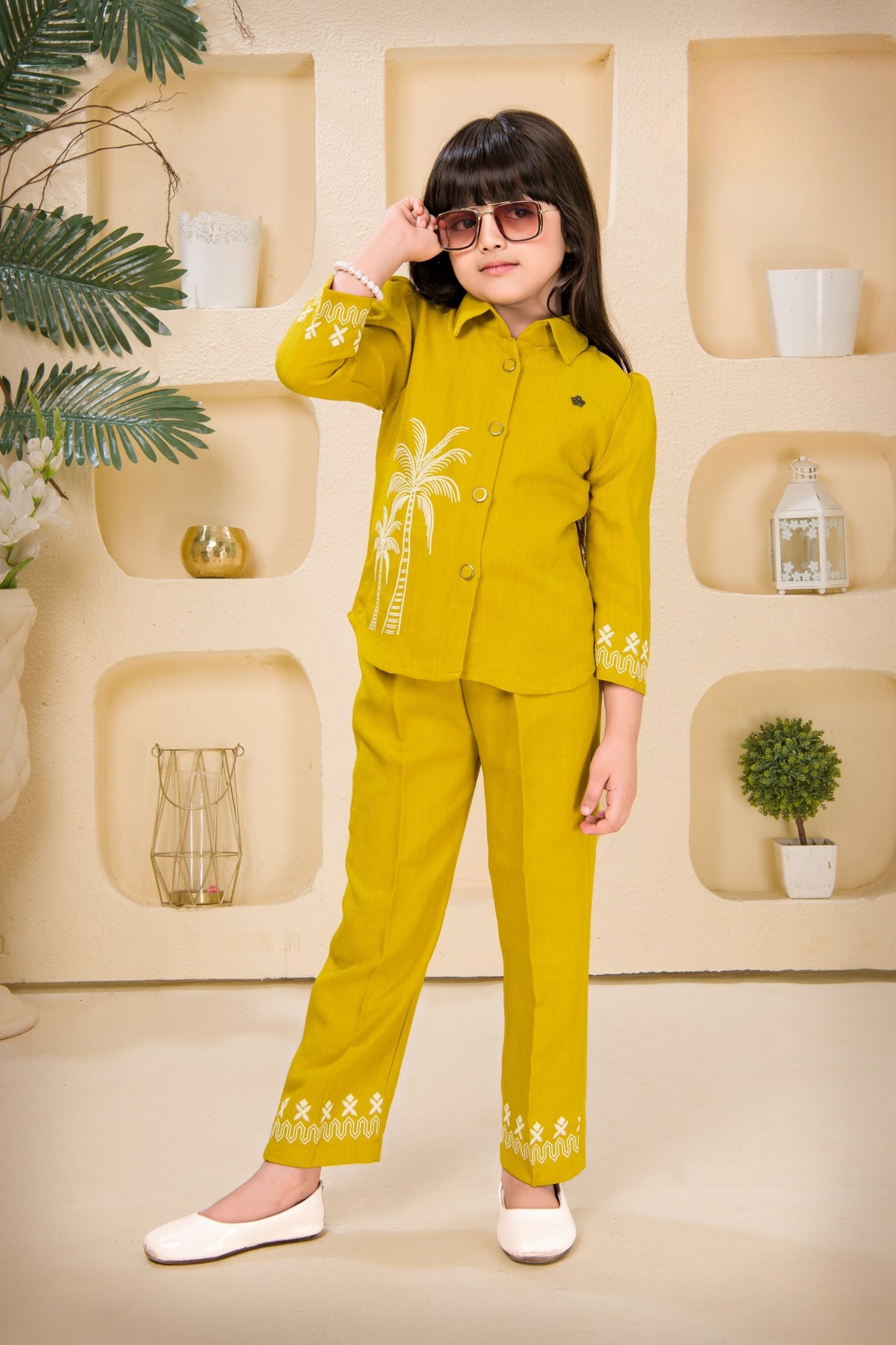 Mustard Yellow Palm Breeze Co-ord Set