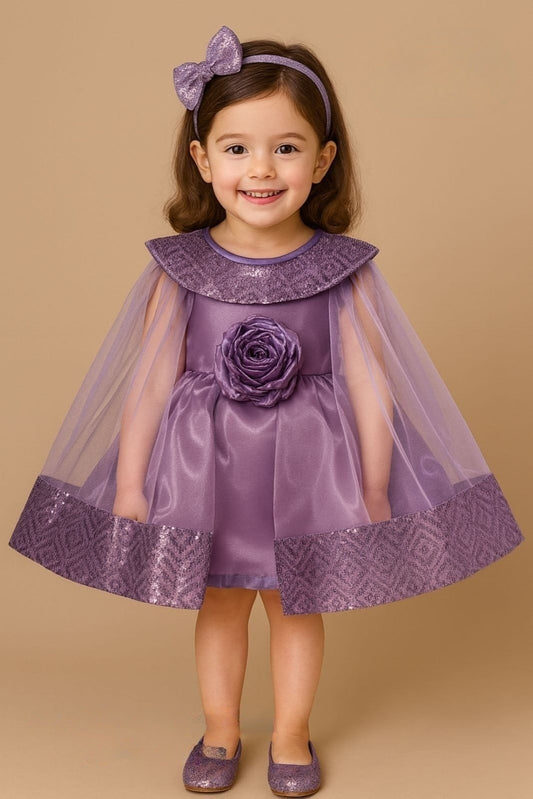 Lavender Dream Rose Petal Cape Dress