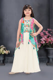Cream Multi Embroidered Jacket Style Palazzo Set