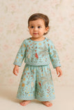 Aqua Blue Nature Print Palazzo Set