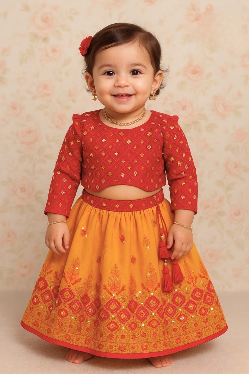 Yellow Embroidered Lehenga Set