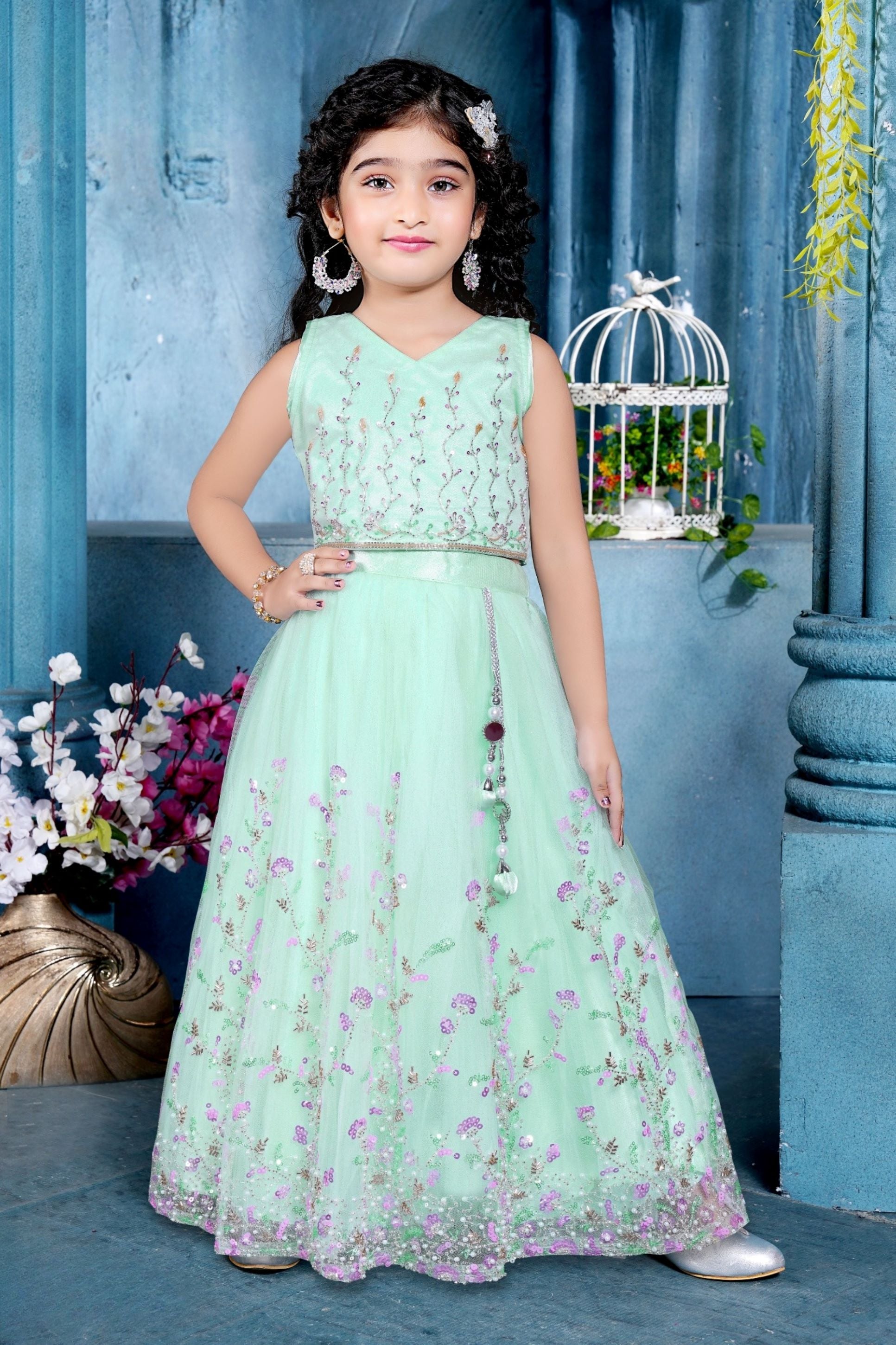 Ferozi Meadow Embroidered Lehenga Set