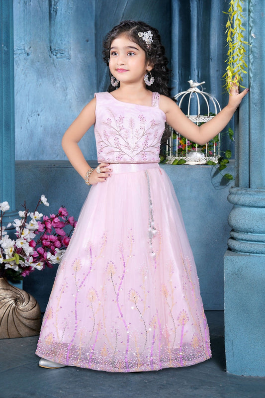 Pink Bloom Embroidered Lehenga Set