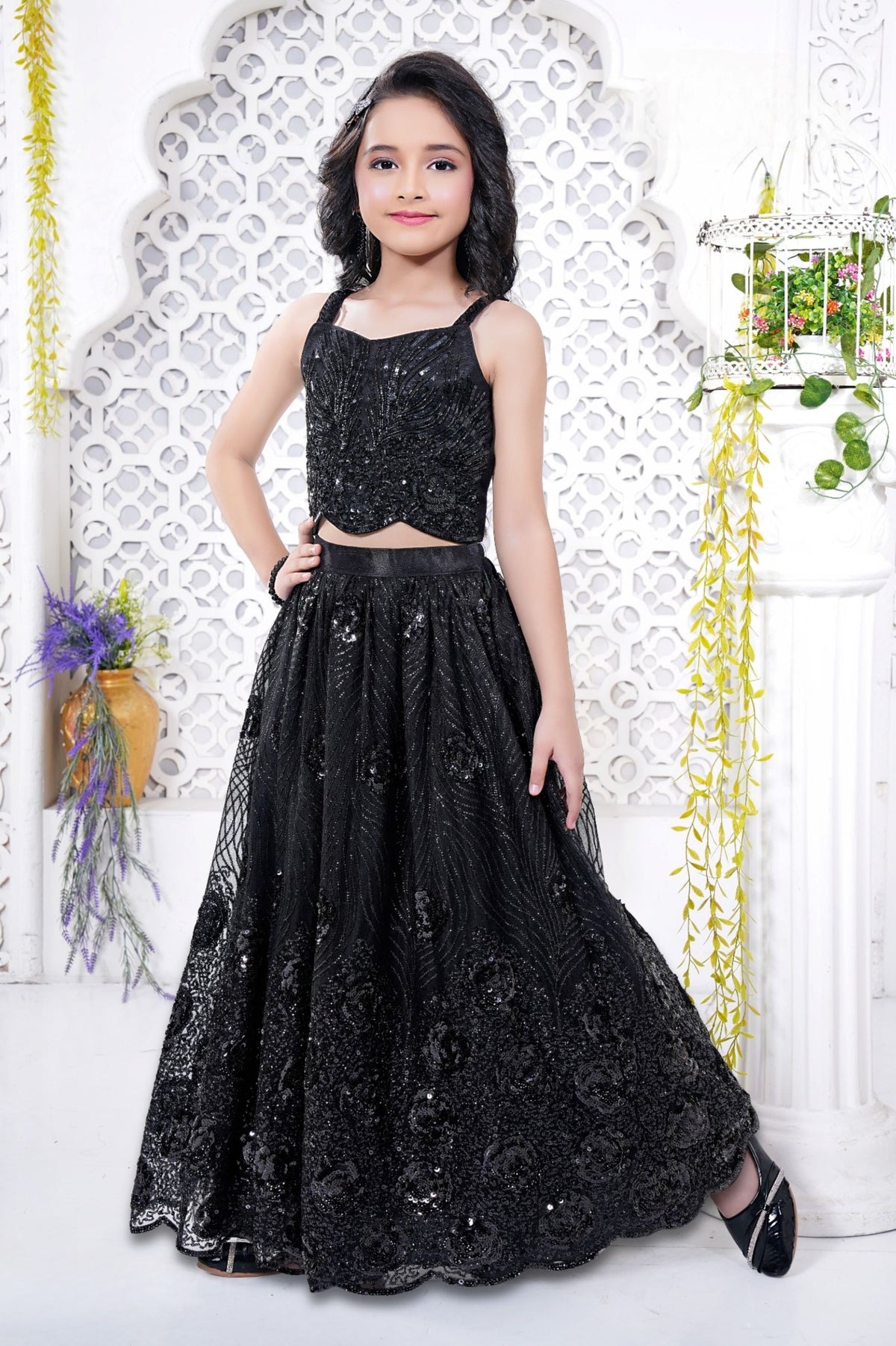 Midnight Black Sequin Embroidered Lehenga Set