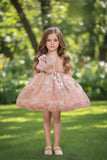 Coffee Peach Premium Glitter Baby Short Frock