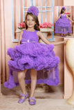Royal Lavender Feathered Ruffle Couture Short Frock