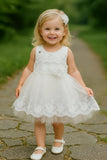 White Embroidered Baby Party Short Frock