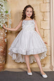 White High-Low Layered Princess Dress