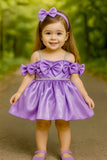 Purple Satin Bow Baby Party Dress
