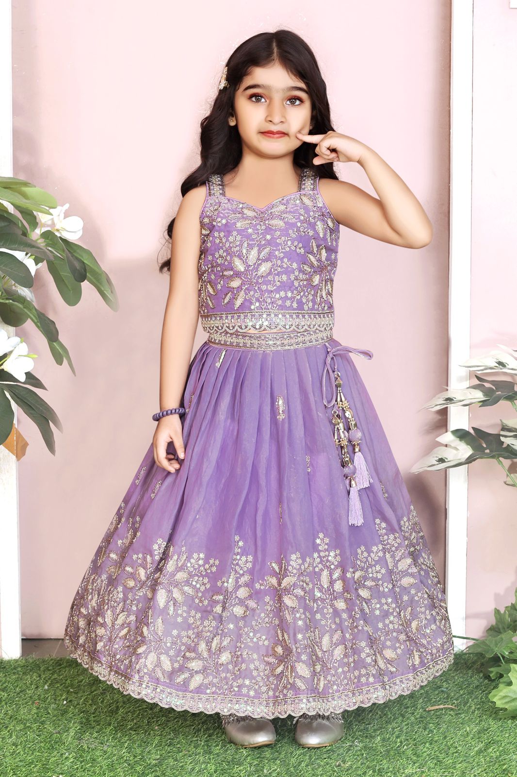 Royal Purple Floral Embroidered Lehenga Choli Set
