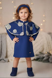 Sapphire Blue Designer Cape Dress | Party Wear Kids Dress for Girls