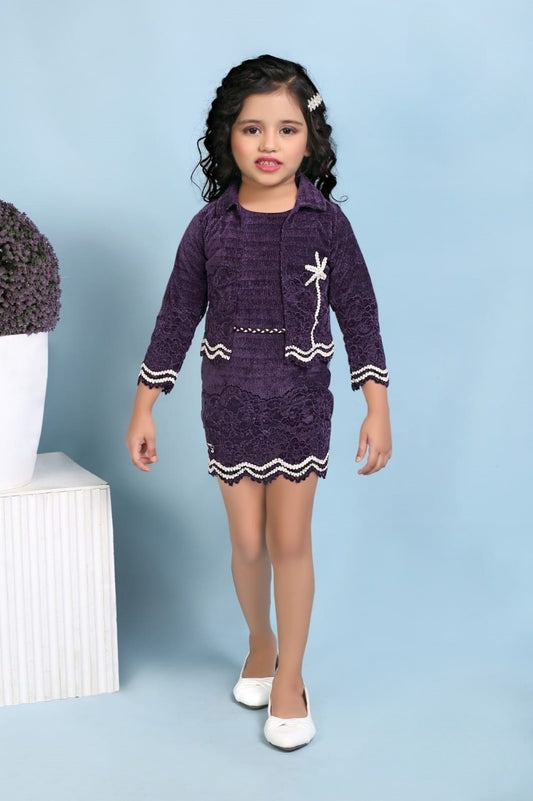 Imperial Purple Winter Knit Dress Set