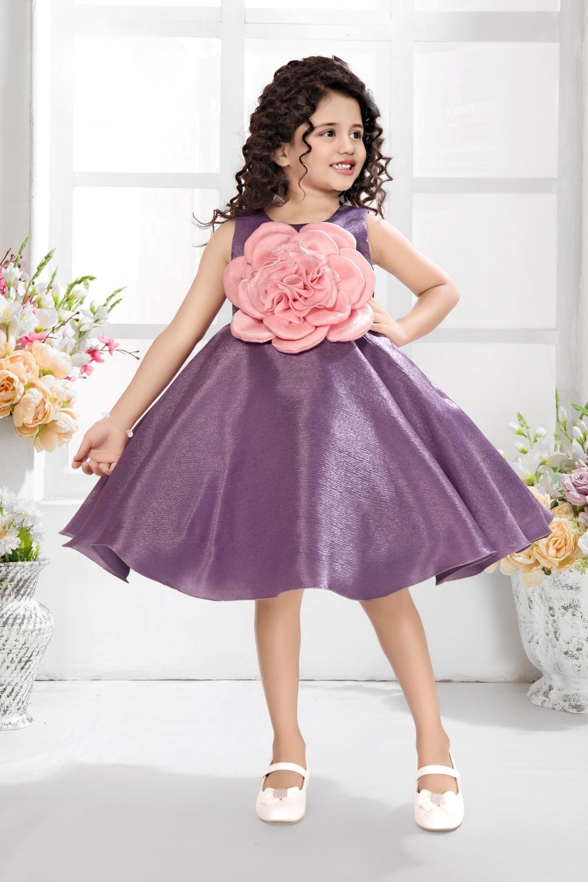 Royal Lilac Floral Occasion Dress