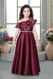 Royal Wine One-Shoulder Satin Long Gown