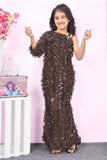 Chocolate Brown One-Shoulder Sequin Party One Piece