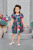 Multicolor Floral Party Short Frock | Party Wear Kids Dress for Girls