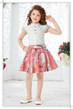 Mint Green Coral Abstract Print Top & Skirt Set | Casual Wear Kids Outfit for Girls