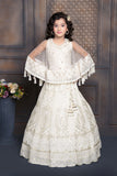 Ivory Cream Embroidered Lehenga Set | Kids Ethnic Wear for Girls
