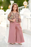 Vintage Rose Mauve Embroidered Jacket Palazzo Set | Kids Ethnic Outfit for Girls