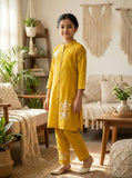 Mustard Yellow Bloom Embroidered Salwar Suit | Kids Ethnic Outfit for Girls